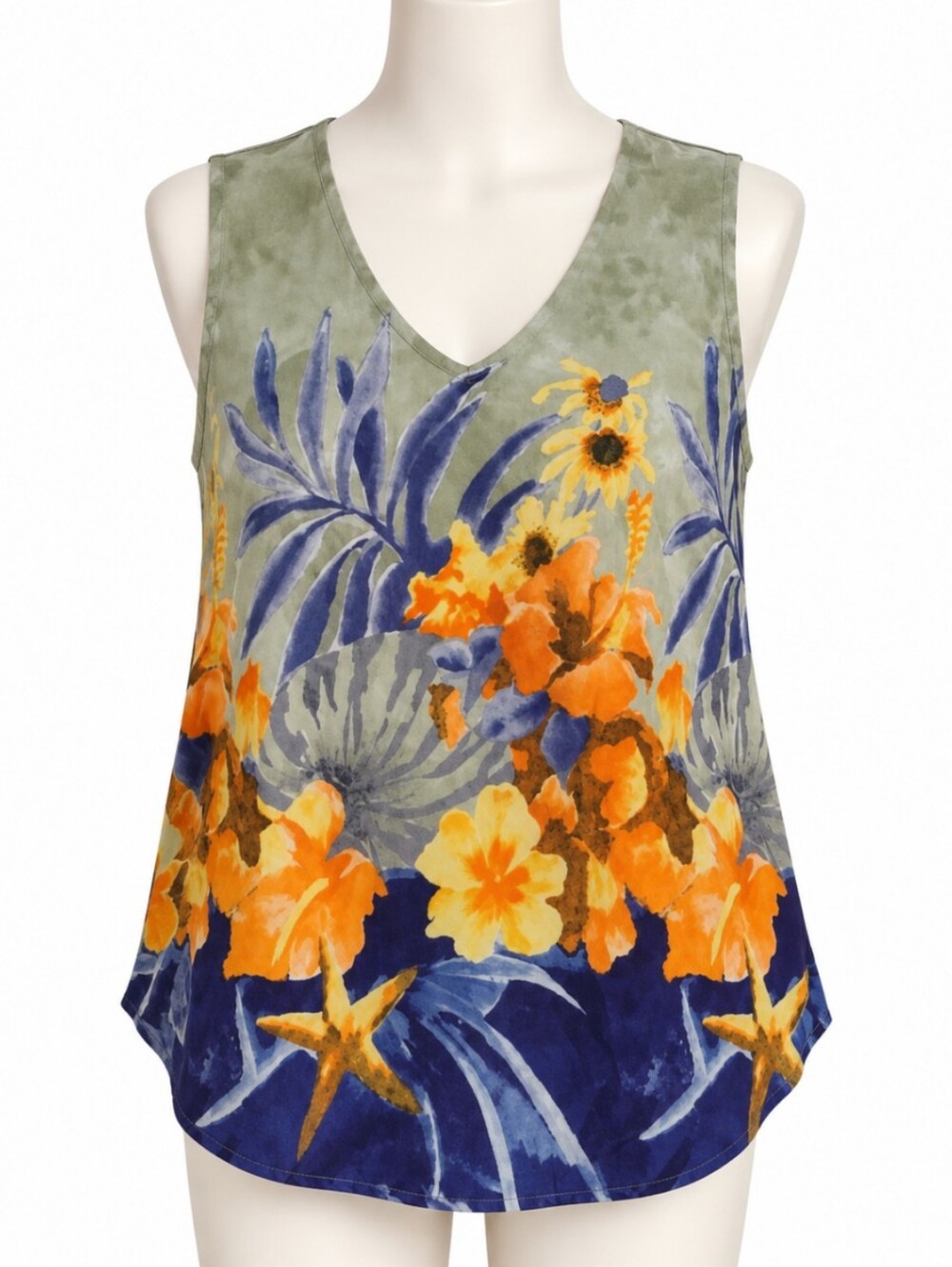 Bantry Bay by LeBoff Floral Sleeveless Top Sage Purple Fall Layering
